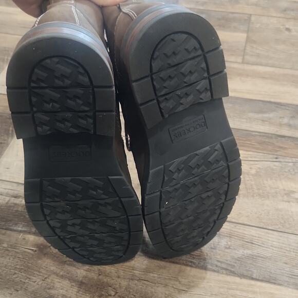 Dockers Mens Rawls Block Heel Lace Up Logger Boots Dark Tan 9M - Picture 8 of 9